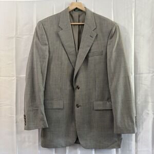 Lauren Ralph Lauren Sport Coat Men 42L Wool Houndstooth Blazer Jacket Black